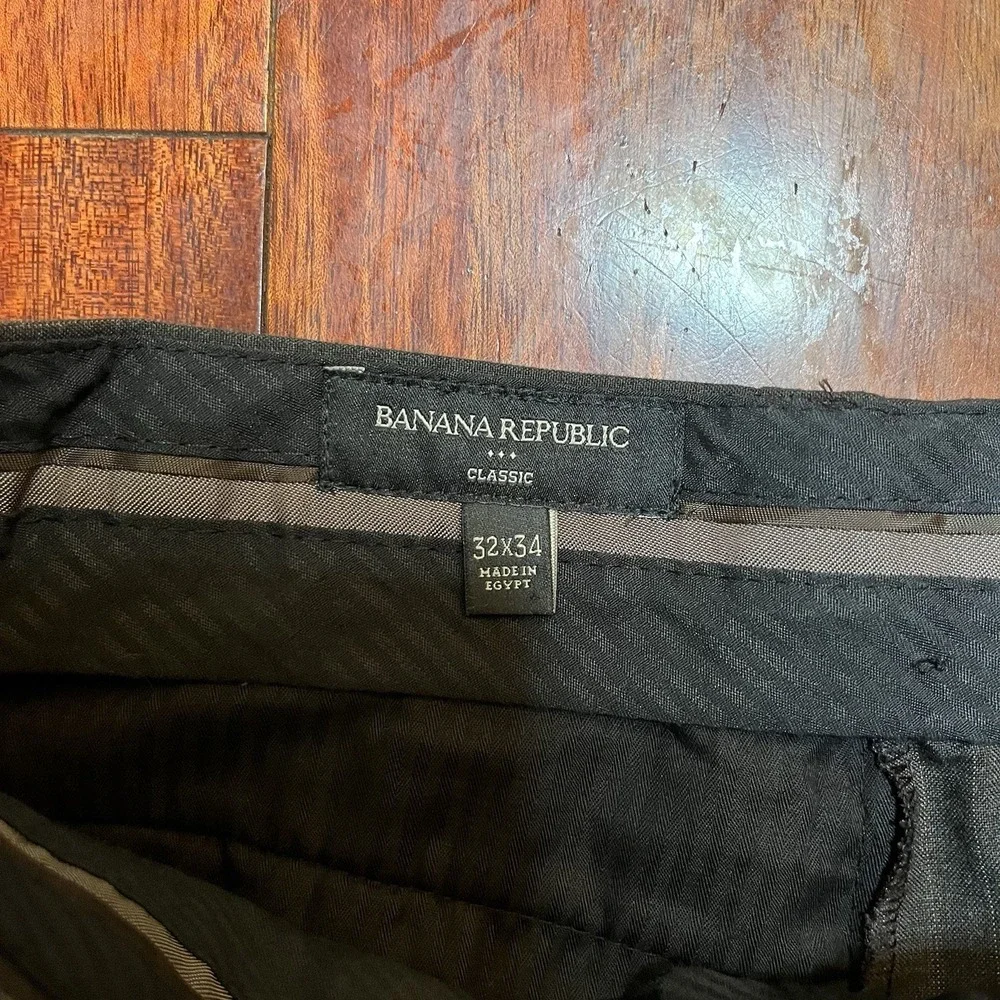 Banana Republic Pants Mens 32x34 Brown Pinstriped Classic Fit Polyester Light